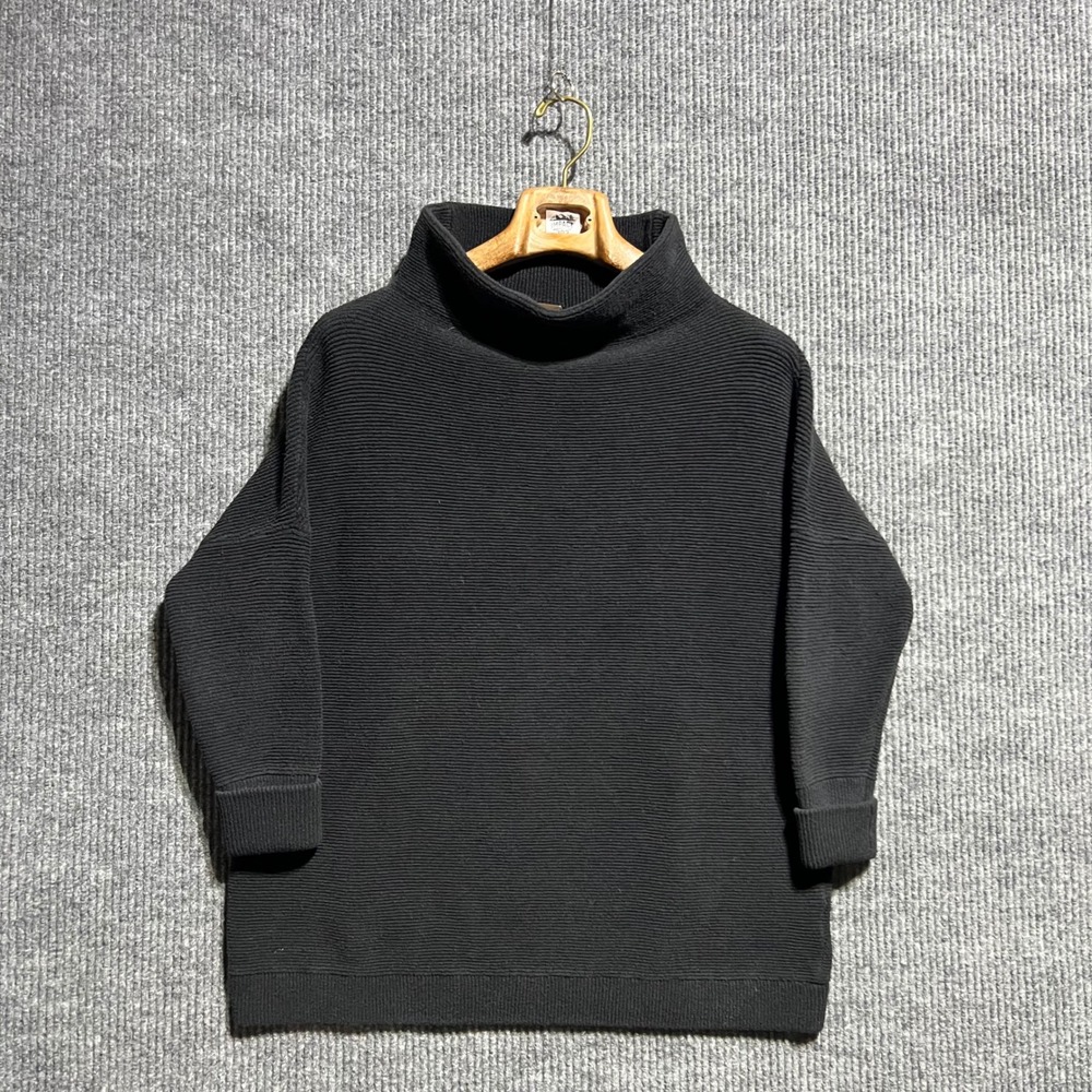 Free People Ottoman Slouchy Tunic Women XS Black‎ Ribbed Mock Neck Sweater